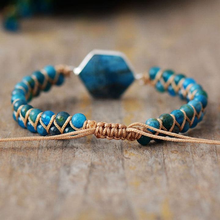 Bracelet enroulé hexagonal en aigue-marine et rhodochrosite Olivenorma