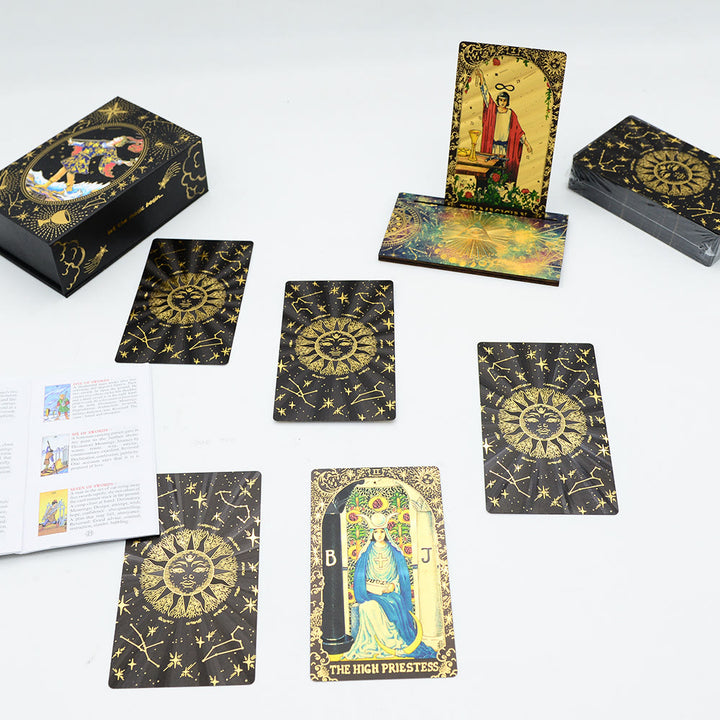 Cartes du jeu de tarot doré Olivenorma Black Gold Waite Foil