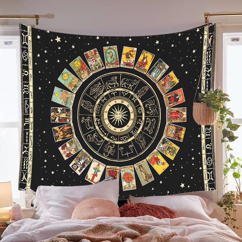 Tapisserie de cartes de tarot astrologique Olivenorma