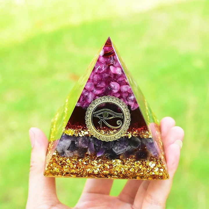 Pyramide d'orgone en cristal d'améthyste rose Olivenorma