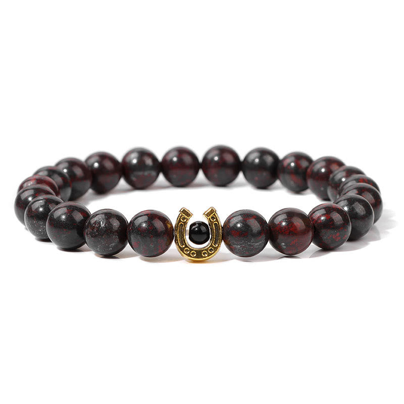 Bracelet pendentif fer à cheval en perles de pierre naturelle Olivenorma de 8 mm