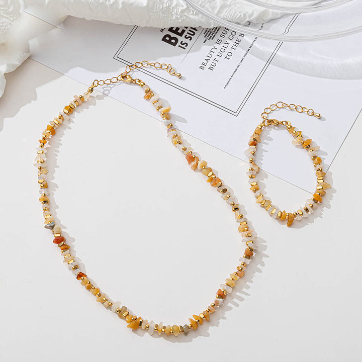 Collier et bracelet en gravier d'améthyste et de citrine naturelle Olivenorma