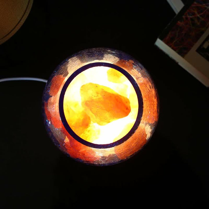 Lampe de sel rose de l'Himalaya avec réservoir en verre craquelé et glace créative Olivenorma