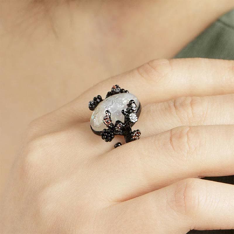 Olivenorma « Midnight Blossom : - Bague d'opale d'arbre magique