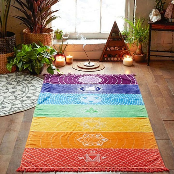 Tapis de yoga arc-en-ciel Chakra Olivenorma
