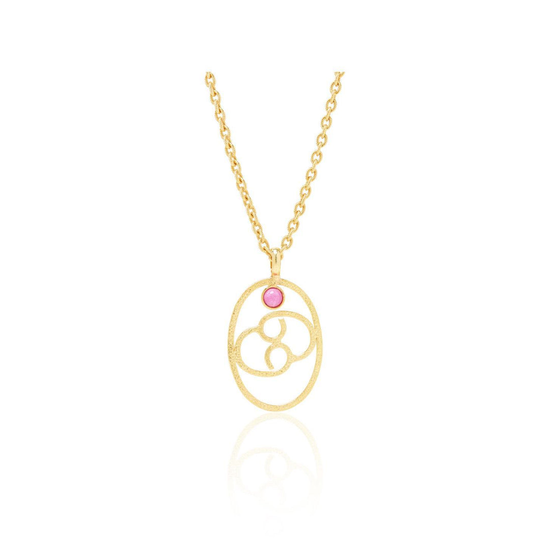 Collier avec pierre de naissance et rune du zodiaque creuse Olivenorma