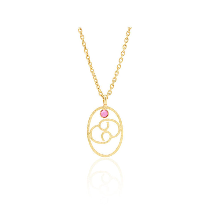 Collier avec pierre de naissance et rune du zodiaque creuse Olivenorma