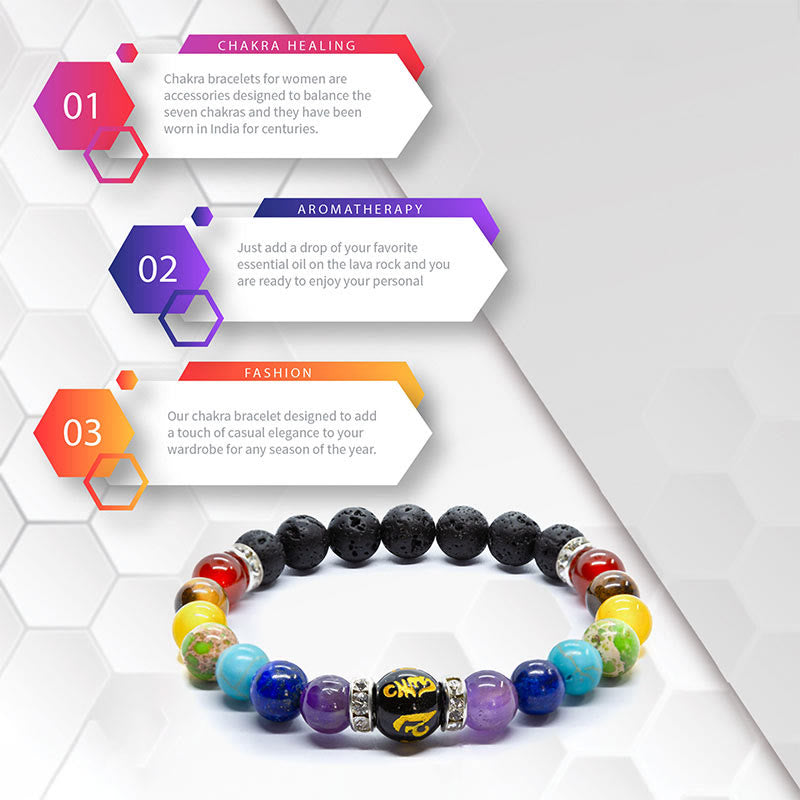 Bracelet de guérison des chakras en cristal naturel pour le soulagement de l'anxiété Olivenorma