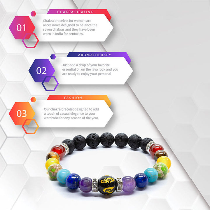 Bracelet de guérison des chakras en cristal naturel pour le soulagement de l'anxiété Olivenorma