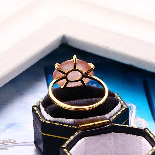 Bague à cinq griffes en quartz fraise naturel Olivenorma