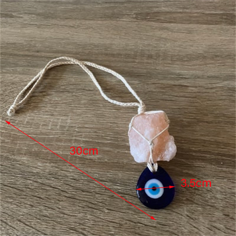 Ornement de voiture en pierre de quartz rose Olivenorma en forme de mauvais œil