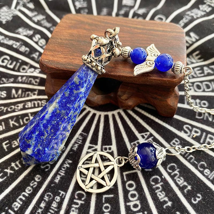 Pendule couronne d'ailes en cristal de lapis-lazuli Olivenorma