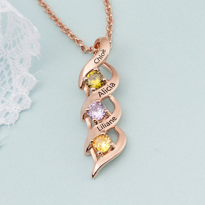 Collier personnalisé avec 1 à 6 gravures et pierres de naissance