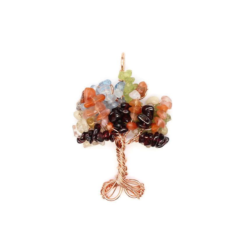 Collier pendentif arbre de vie chakra gravier cristal Olivenorma