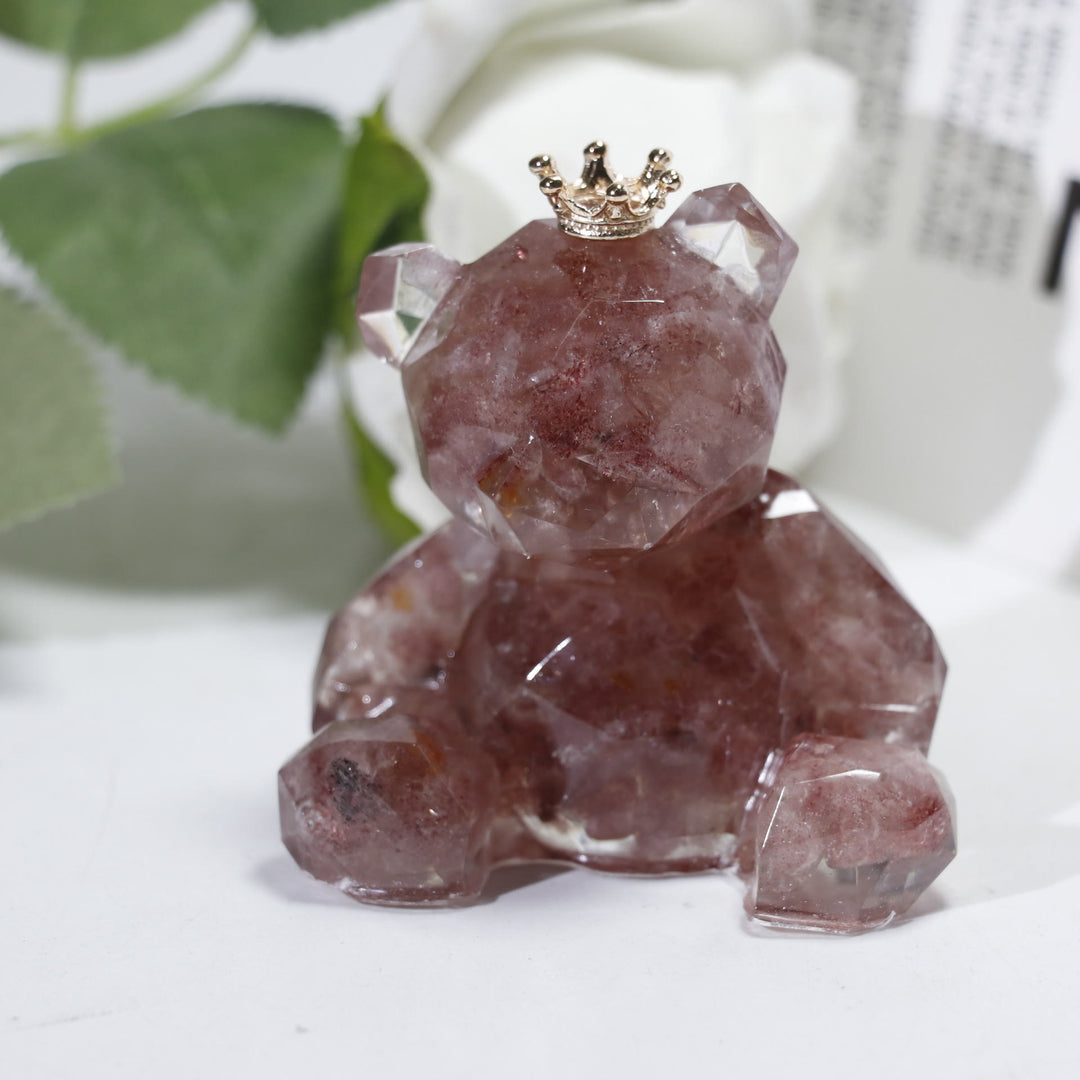 Ornement en résine de gravier de cristal Olivenorma en forme d'ours en pierre précieuse