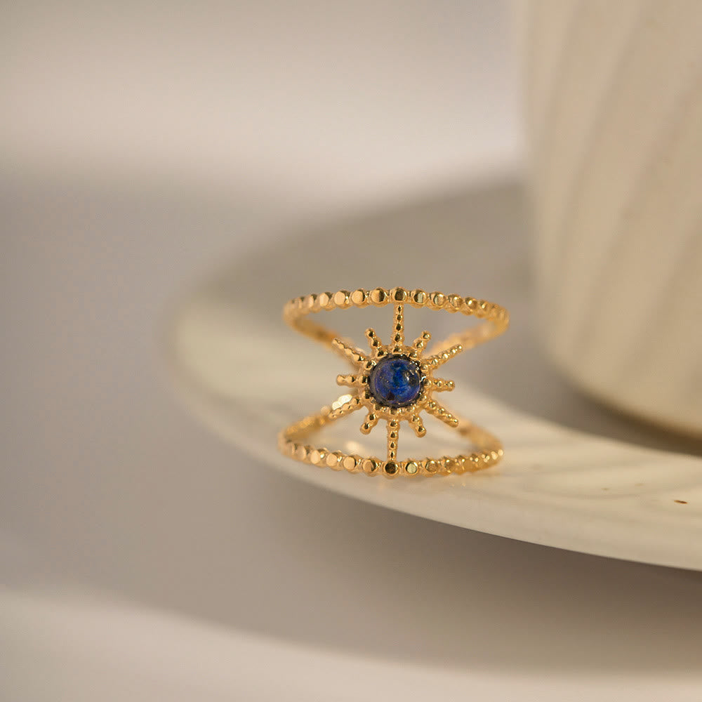 Bague Olivenorma en forme d'étoile à huit branches et à double rangée de tournesols