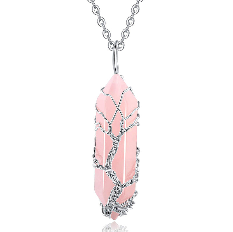 Collier en cristal Olivenorma avec pierres précieuses de l'arbre de vie
