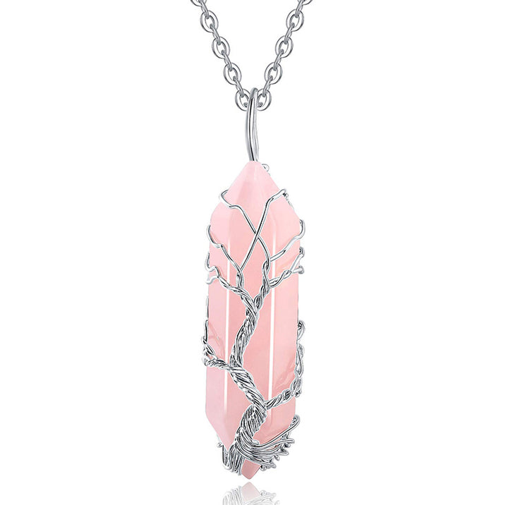 Collier en cristal Olivenorma avec pierres précieuses de l'arbre de vie
