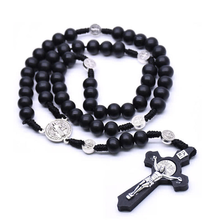 Collier chapelet en onyx noir avec croix Madonna Olivenorma