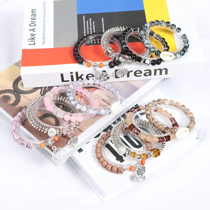 Ensemble de bracelets à perles avec pendentif en forme de cœur et arbre de vie Olivenorma