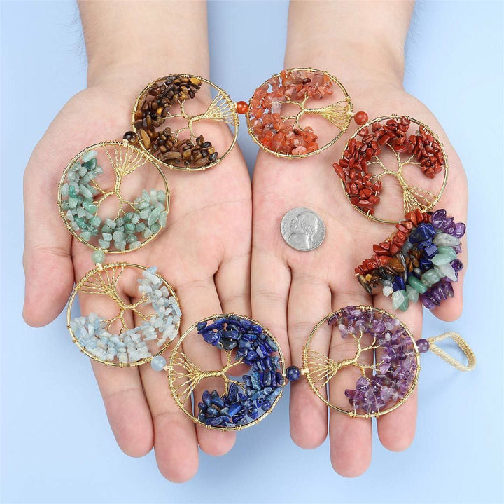 Décoration murale arbre de vie Feng Shui en cristal à 7 chakras Olivenorma