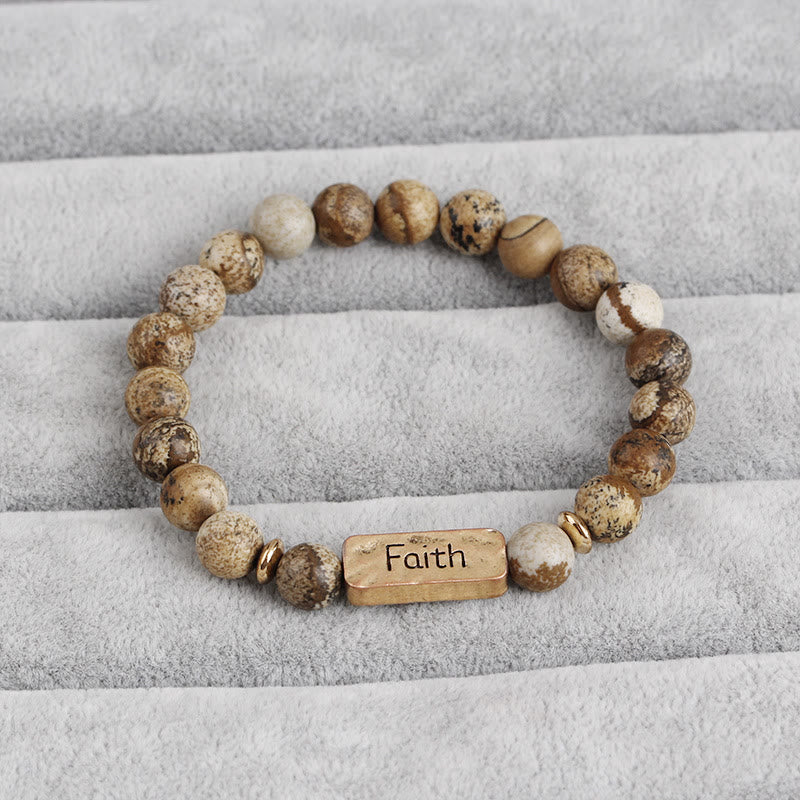 Bracelet gravé Active Faith en pierres précieuses naturelles Olivenorma