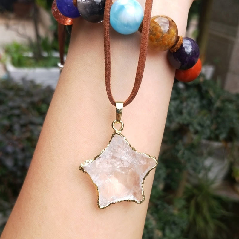 Pendentif en forme d'étoile carré en cristal blanc naturel Olivenorma