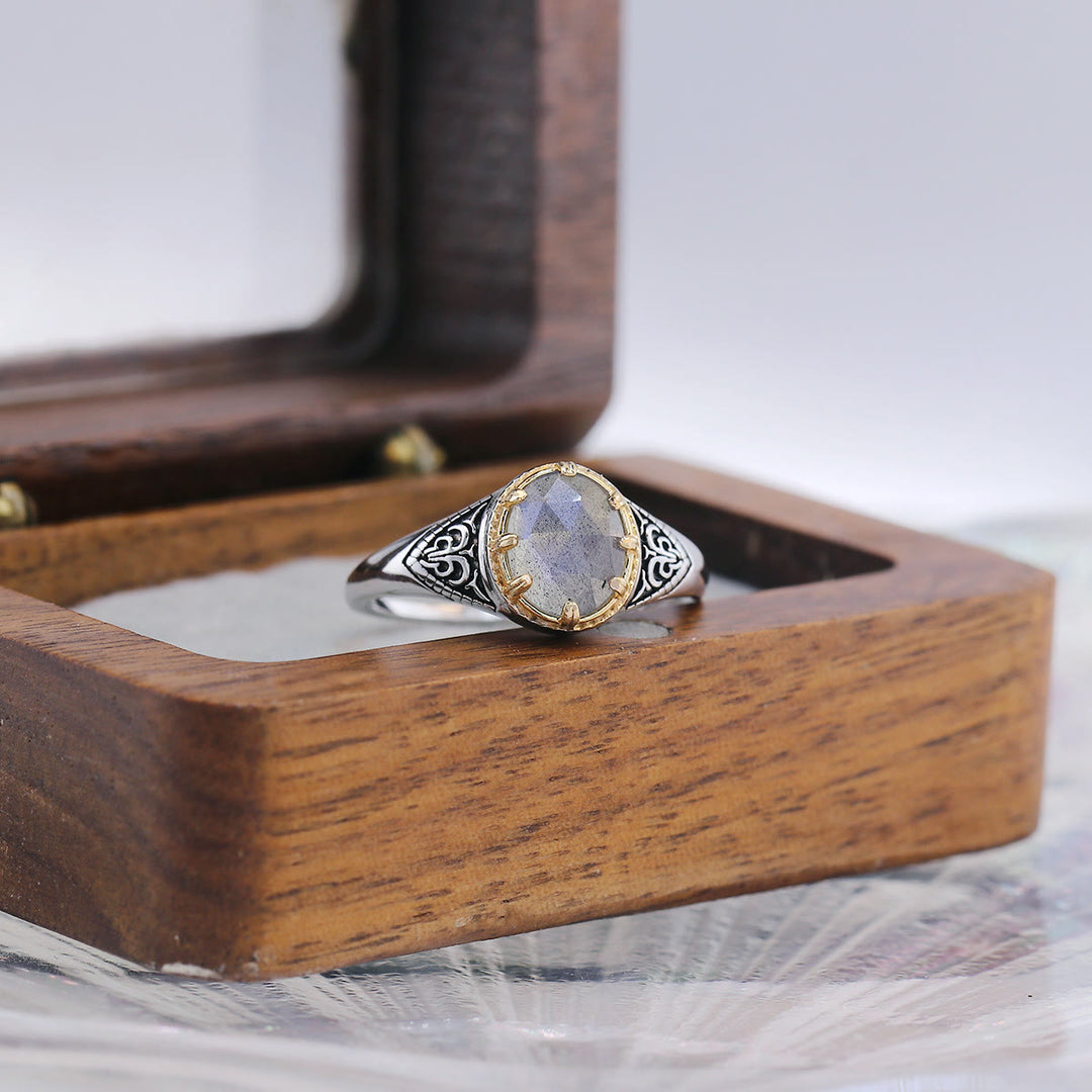 Bague en argent sterling 925 avec labradorite naturelle Olivenorma