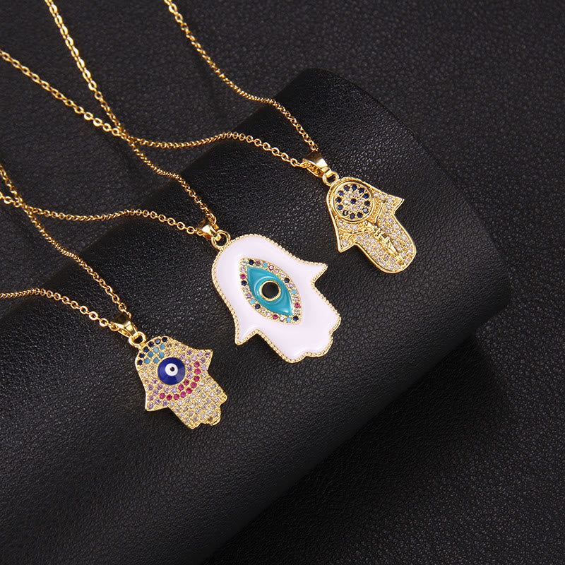 Collier Hamsa avec mauvais œil « Bonne fortune » Olivenorma