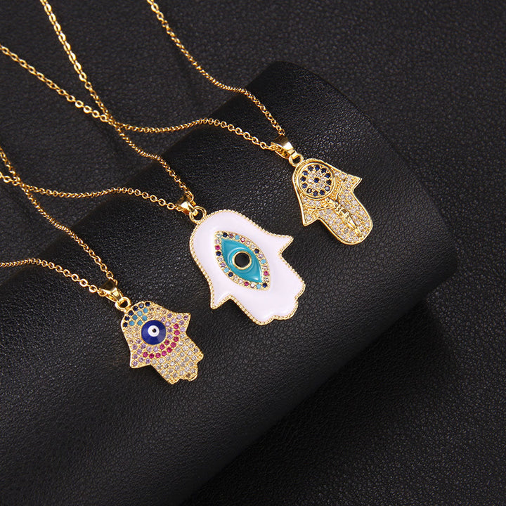 Collier Hamsa avec mauvais œil « Bonne fortune » Olivenorma