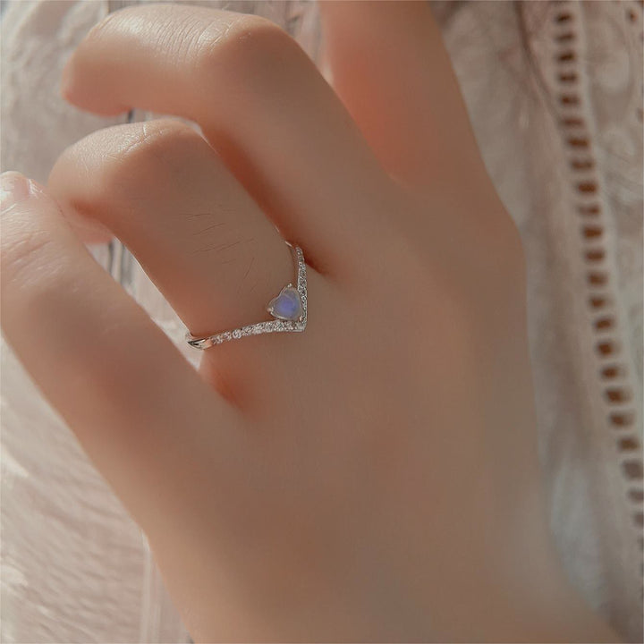 Bague en pierre de lune en forme de cœur Olivenorma