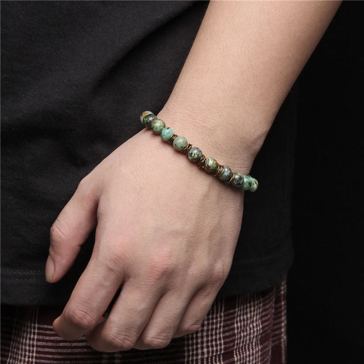 Bracelet de yoga extensible en perles de 8 mm en pierre naturelle polie Olivenorma