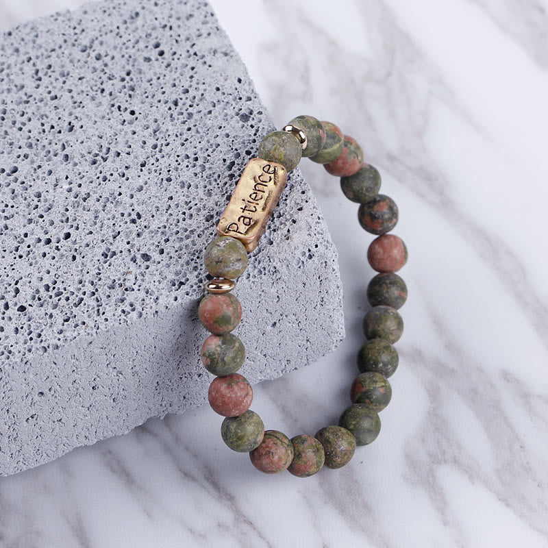 Bracelet gravé avec pierres précieuses naturelles Olivenorma Mom Patience