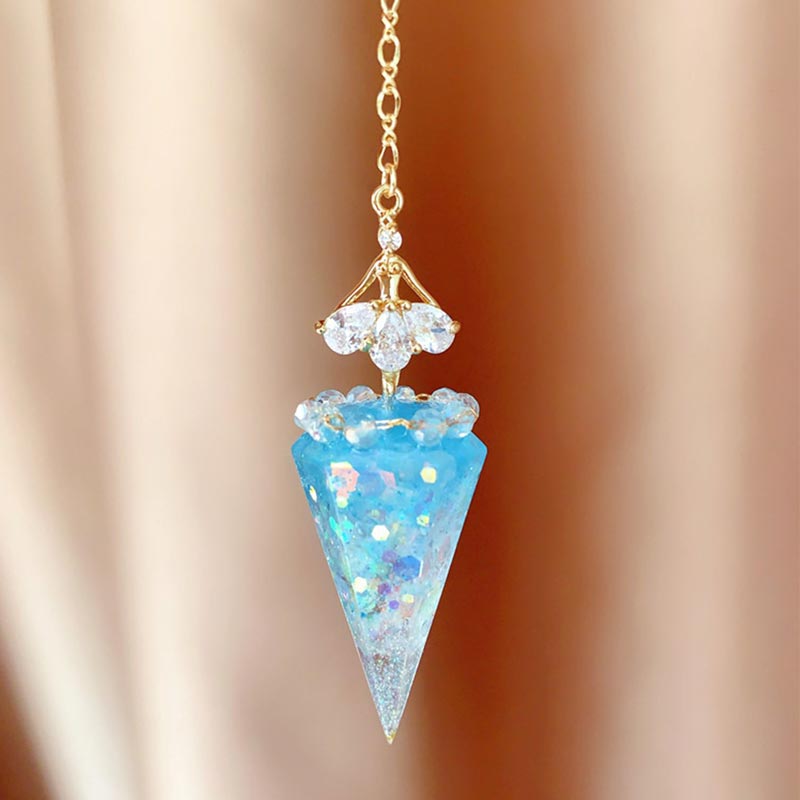 Pendule de guérison orgonite en cristal transparent Olivenorma