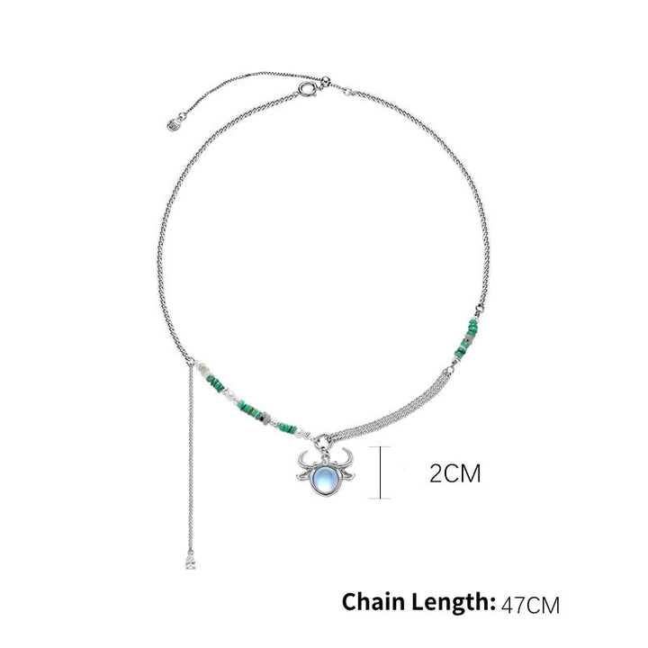 Collier pendentif en alliage avec pierre de lune et zodiaque Olivenorma