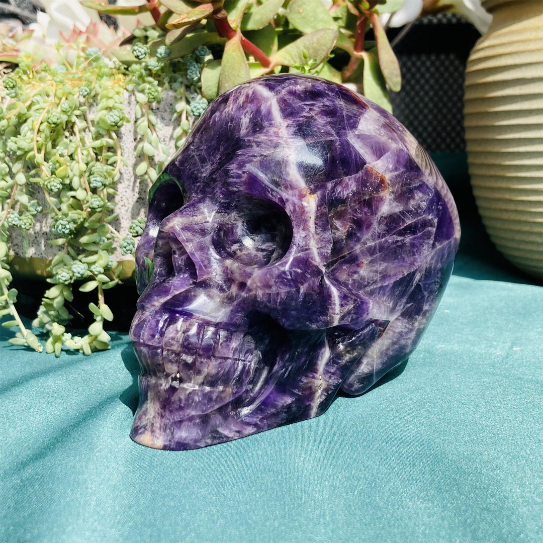 Crâne en cristal de décoration en pierre précieuse d'améthyste de rêve naturel Olivenorma 10 cm