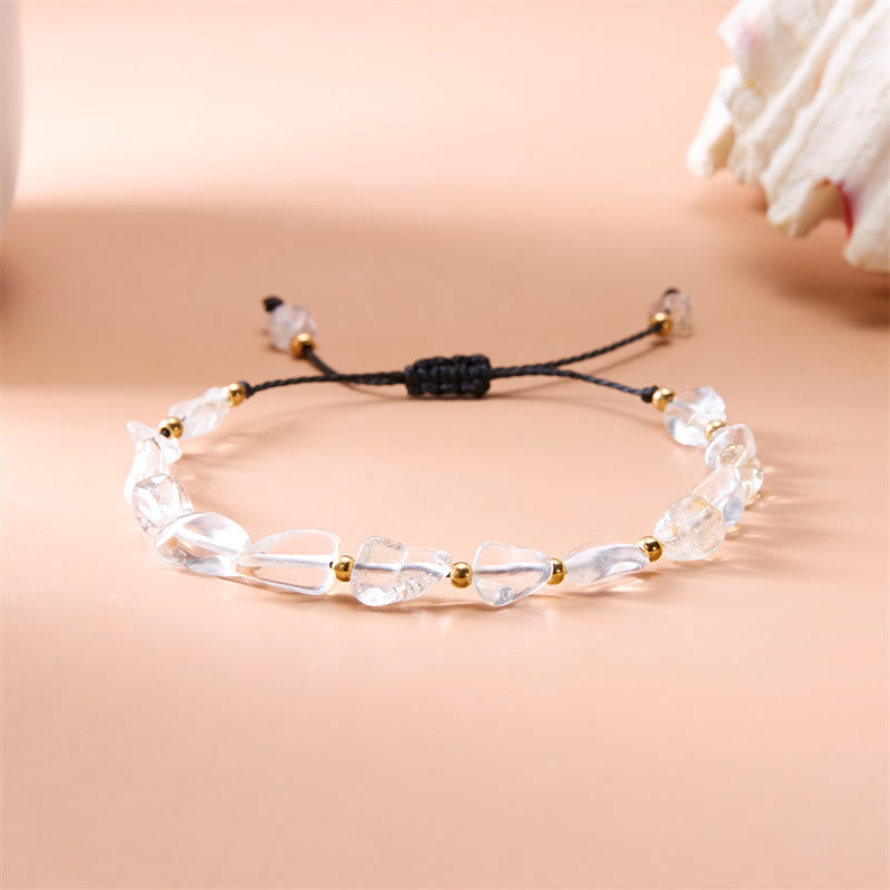 Bracelet tissé à la main en perles de pierre irrégulières naturelles Olivenorma