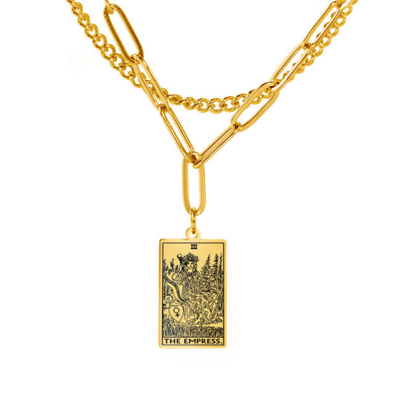 Collier à double chaîne avec carte de tarot Olivenorma