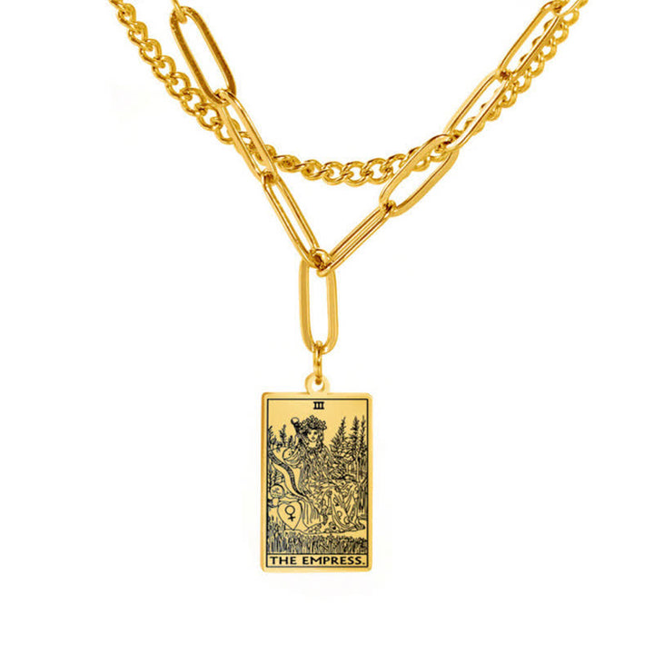 Collier à double chaîne avec carte de tarot Olivenorma