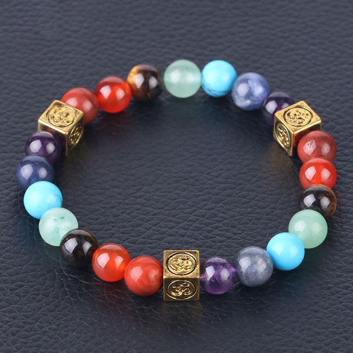 Bracelet de yoga 7 chakras en perles multicolores Olivenorma