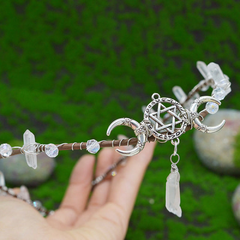 Couronne de lune en cristal blanc améthyste naturel Olivenorma