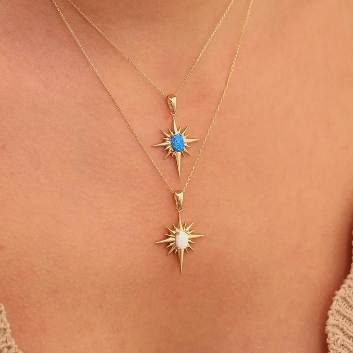 Collier en or 18 carats avec étoile claire en opale naturelle Olivenorma