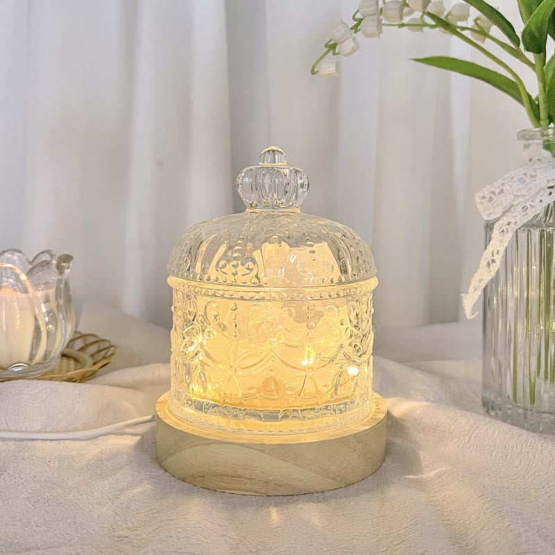 Lampe d'aromathérapie en cristal avec diffuseur en pierre sculptée Olivenorma
