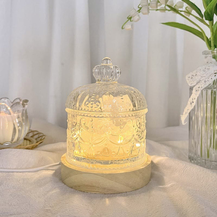 Lampe d'aromathérapie en cristal avec diffuseur en pierre sculptée Olivenorma
