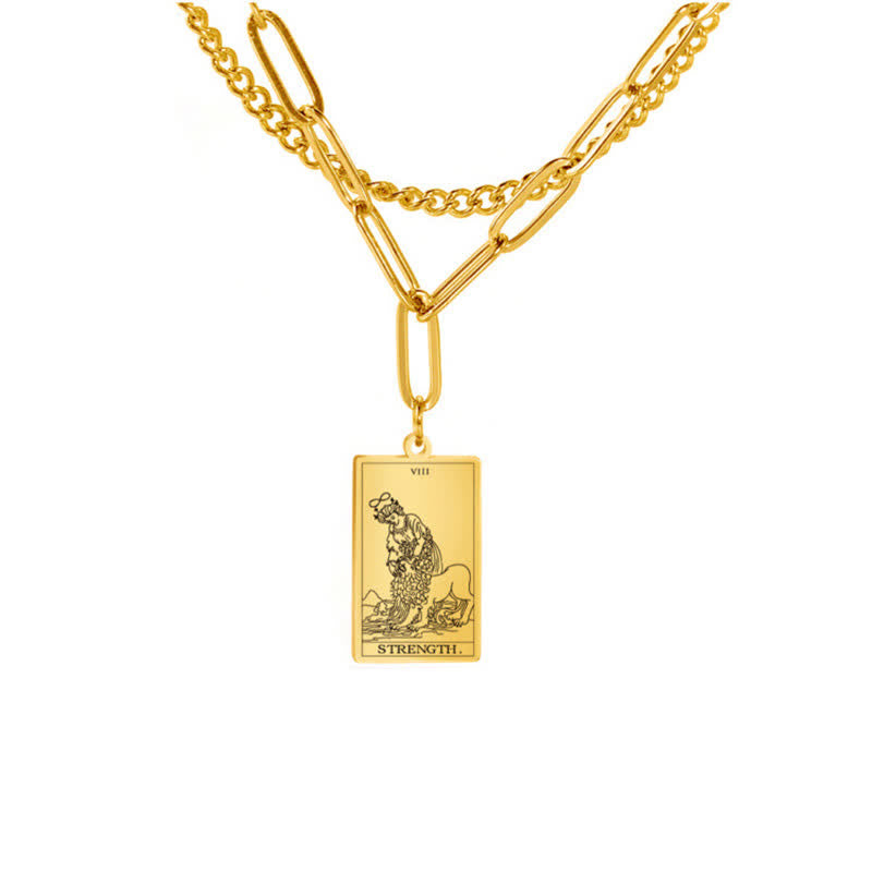 Collier à double chaîne avec carte de tarot Olivenorma