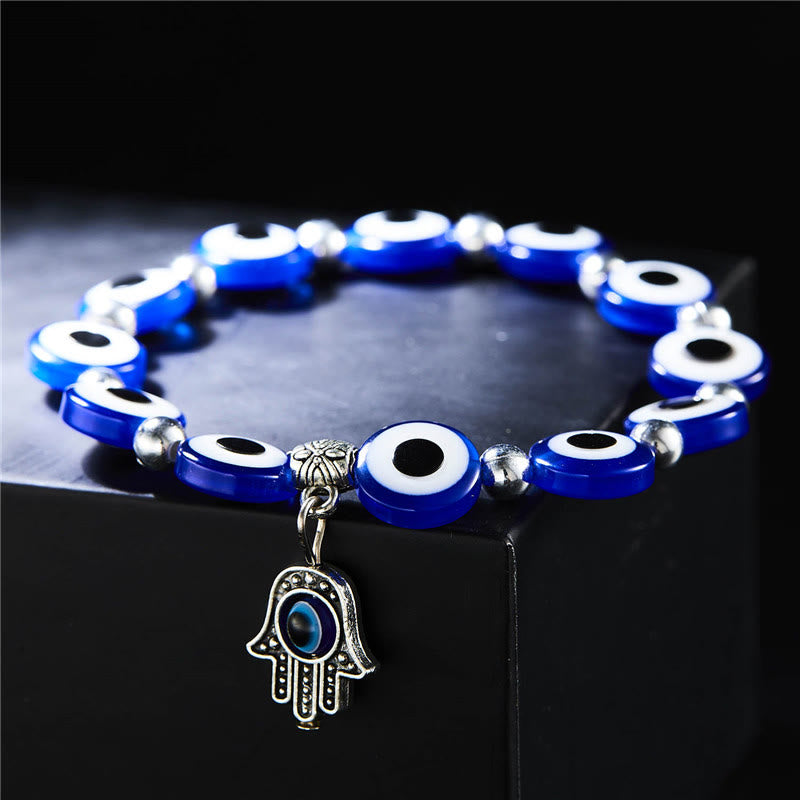 Bracelet pendentif Hamsa mauvais œil en époxy et zircon Olivenorma