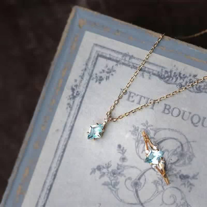 Collier délicat en tourmaline paraïba rhombique Olivenorma