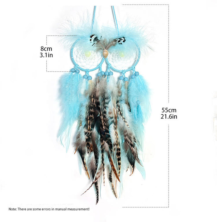 Attrape-rêves bleu en forme de hibou en préhnite Olivenorma