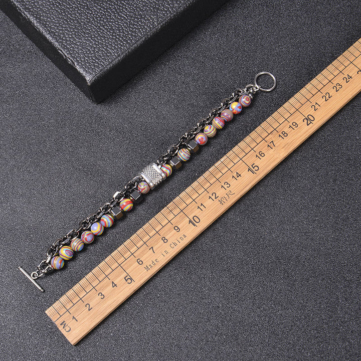 Bracelet chaîne en titane avec pierre malachite Olivenorma 8 mm