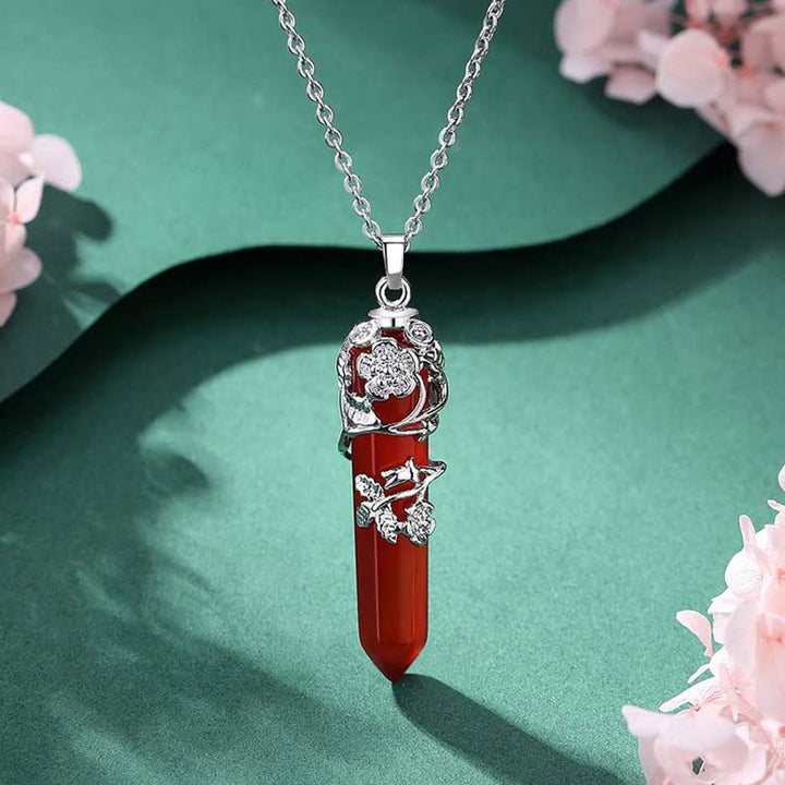 Collier à colonne hexagonale en cristal naturel Olivenorma